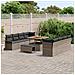 Set di divani da giardino 11 pezzi con cuscini grigio polirattan acacia, Divano da giardino 2 posti con vano portaoggetti e cuscini grigio polirattan, Set da pranzo da giardino 3 pezzi con cuscini grigio polirattan acacia - Foto miniatura 3