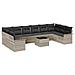 Set divani giardino  da 11 pezzi con cuscini grigio polyrattan, Divano giardino per due  con contenitore e cuscini grigio chiaro polyrattan - Foto miniatura 1