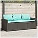 Divano da Giardino a 3 Posti con Cuscini Nero in Polyrattan - Foto miniatura 2