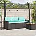 Divano da Giardino a 3 Posti con Cuscini Nero in Polyrattan - Foto miniatura 3