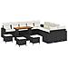 Set di divano da giardino  con cuscini Nero Polyrattan Acacia, Set da pranzo da giardino  con cuscini Nero Polyrattan Acacia - Foto miniatura 1