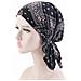 Berretto A Turbante Elasticizzato In Cotone Stampato - Traspirante, Caldo E Antivento Black - Foto miniatura 3