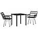 Set da Pranzo per Giardino 3 pcs Nero Poly Rattan - Foto miniatura 1
