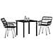 Set da Pranzo per Giardino 3 pcs Nero Poly Rattan - Foto miniatura 3