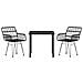 Set da Pranzo per Giardino 3 pcs Nero Poly Rattan - Foto miniatura 7