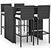 Set Bar da Giardino 5 pz con Cuscini in Polyrattan Nero - Foto miniatura 1