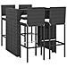 Set Bar da Giardino 5 pz con Cuscini in Polyrattan Nero - Foto miniatura 3
