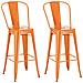 Set 2 Sgabelli Con Schienale Aiden In Metallo - Coppia Sedie Sgabelli Cucina Industriali Verniciati A Polvere Con Poggiapiedi - H77CM Arancione - Foto miniatura 4