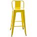 Sgabello Bar in Metallo Mason I Sgabello Alto Bancone Telaio 4 Gambe I Sgabello Industrial, H77CM I Sgabello Pub O Cucina con Schienale Giallo - Foto miniatura 1