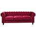 Set Divano E Poltrona A 4 Posti In Velluto Rosso Scuro Chesterfield - Foto miniatura 6