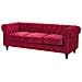 Set Divano E Poltrona A 4 Posti In Velluto Rosso Scuro Chesterfield - Foto miniatura 4