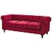 Set Divano E Poltrona A 4 Posti In Velluto Rosso Scuro Chesterfield - Foto miniatura 9