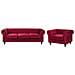Set Divano E Poltrona A 4 Posti In Velluto Rosso Scuro Chesterfield - Foto miniatura 11