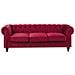 Set Divano E Poltrona A 4 Posti In Velluto Rosso Scuro Chesterfield - Foto miniatura 5