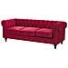 Set Divano E Poltrona A 4 Posti In Velluto Rosso Scuro Chesterfield - Foto miniatura 7