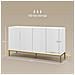 Credenza Moderna A 4 Ante Con Chiusura Ammortizzata E Mensole Regolabili, 140x40x75cm, Bianco E Oro - Foto miniatura 2