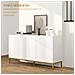 Credenza Moderna A 4 Ante Con Chiusura Ammortizzata E Mensole Regolabili, 140x40x75cm, Bianco E Oro - Foto miniatura 3