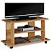 Mobile Tv In Legno Con 2 Ripiani E Ruote Mobiletto Carrello Televisore Quercia - Foto miniatura 1