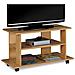 Mobile Tv In Legno Con 2 Ripiani E Ruote Mobiletto Carrello Televisore Quercia - Foto miniatura 4