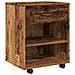 Mobiletto Con Ruote Legno Antico 46x36x59 Cm In Truciolato - Foto miniatura 2