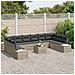 Set di divani da giardino 11 pezzi con cuscini Grigio Polyrattan - Foto miniatura 3