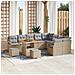 Set divani giardino  da 12 pezzi con cuscini in rattan poliestere beige, Set da pranzo giardino  da 3 pezzi con cuscini in rattan poliestere beige, Divano giardino  da 2 posti con cuscini in rattan poliestere beige - Foto miniatura 2