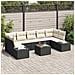 Set Divano da Giardino 8 Pezzi con Cuscini in Polyrattan Nero - Foto miniatura 2