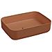 Lavabo Rettangolare Da Appoggio Senza Troppo Pieno In Ceramica Senza Foro Rubinetto - Terracotta Opaco - Foto miniatura 1