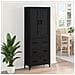 Credenza con cassetto 2 pcs Rovere Nero Legno multistrato - Foto miniatura 4