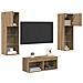 Mobiletti TV da Parete 4 pcs Rovere Nero 40 x 30 x 30 cm - Foto miniatura 3