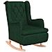 Poltrona con Gambe a Dondolo e Sgabello Verde Scuro in Tessuto - Foto miniatura 4