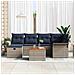 Set Divano da Giardino con cuscino 7 pcs Grigio Poly Rattan - Foto miniatura 3