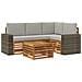 Set di divani da esterno 5 pcs Naturale e Grigio Chiaro - Foto miniatura 1