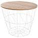Tavolino Dal Design Traforato, Piano In Legno Con Paralume In Filo Nero, Tavolo Funzionale E Facile Da Spostare. - Foto miniatura 1