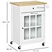 Carrello da Cucina Multiuso con 4 Ruote, in Legno Bianco, 67x48x86.5cm - Foto miniatura 3