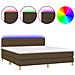 Letto a Molle Materasso e LED Marrone Scuro 160x200 cm Tessuto - Foto miniatura 1