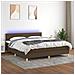 Letto a Molle Materasso e LED Marrone Scuro 160x200 cm Tessuto - Foto miniatura 7