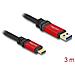 Cavo USB 10 Gbps USB Tipo-A maschio per USB Type-C maschio 3 m metallo rosso - Foto miniatura 2