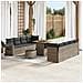 Set di Divani da Giardino 11 Pezzi con Cuscini Grigio Polyrattan Acacia,  Set da Pranzo da Giardino 3 Pezzi con Cuscini Grigio Polyrattan Acacia - Foto miniatura 2