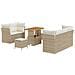 Set di Divani da Giardino a 8 Pezzi con Cuscini Beige Polyrattan Acacia, Set da Pranzo da Giardino a 3 Pezzi con Cuscini Beige Polyrattan Acacia - Foto miniatura 1