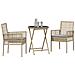 Set Bistro da Giardino a 3 Pezzi con Cuscini Beige in Polyrattan - Foto miniatura 3