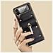 Custodia Protettiva In Pc E Pelle Compatibile Con Samsung Galaxy Z Flip3 Con Supporto Black - Foto miniatura 3