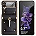 Custodia Protettiva In Pc E Pelle Compatibile Con Samsung Galaxy Z Flip3 Con Supporto Black - Foto miniatura 4