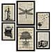 Set Di 6 Stampe Poster Di Carta Seppia Con Disegni Vintage In Stile Retrò Con Temi Naturalistici E Di Viaggio Su Sfondi Di Enciclopedia A3 & A4 Cornice Nera - Foto miniatura 1