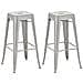 Set 2 Sgabelli Bar Joshua in Metallo I Coppia Sgabelli Industriali Scandinavian Senza Schienale Impilabili I 2 Sgabelli da Bancone H 77 cm Argento - Foto miniatura 5