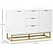 Credenza Buffet Con 3 Cassetti E 2 Ante Bianco Con Gambe In Metallo Dorate - Foto miniatura 7