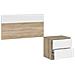 Comodino Honolulu, Comodino A Due Cassetti Con Testiera Per Letto Singolo Da 90 Cm, 50x38h75 Cm, Rovere E Bianco - Foto miniatura 2
