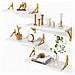 Set 4 Mensole Da Parete In Legno Bianco E Staffe Oro Scaffalatura Scaffale Muro - Foto miniatura 1