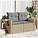 Divano Da Giardino Con Cuscini A 2 Posti Beige In Polyrattan - Foto miniatura 8