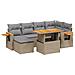 Set Divani da Giardino 7 pz con Cuscini Beige in Polyrattan - Foto miniatura 1